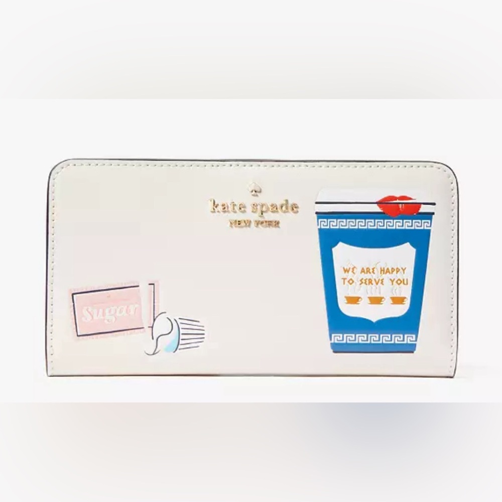 Kate spade limited edition NWT coffee break large slim bifold wallet